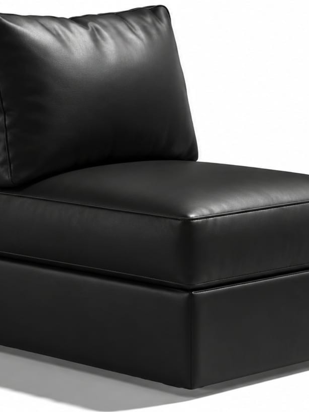 Lovesac Sactional Deep Seat Cover: Faux Black Leather Cover